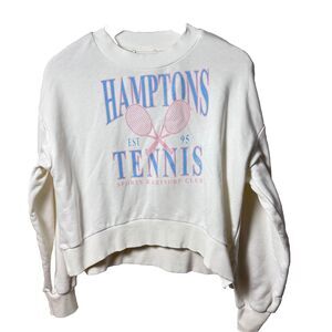 GB Fashion Sweatshirt Womens Lg Hamptons Cropped Sporty Tenniscore Cute